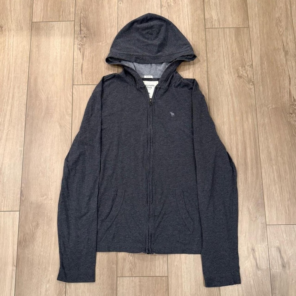 Abercrombie & Fitch gray zip up hoodie light weight Size XXL